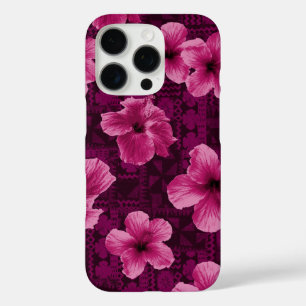 Coque iPhone 16 Pro Kalalau Tapa Hibiscus rose hawaïen tropical