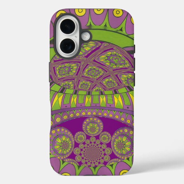 Coques Case-Mate iPhone Kaleidoscope africain violet et jaune traditionnel (Verso)