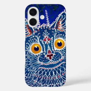 Coque Pour iPhone 16 Kaleidoscope Cat bleu