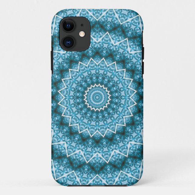 Coques Case-Mate iPhone Kaleidoscope / Mandala bleu clair (Dos)