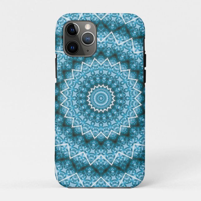 Coques Case-Mate iPhone Kaleidoscope / Mandala bleu clair (Dos)