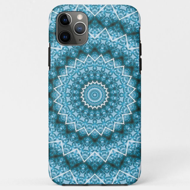 Coques Case-Mate iPhone Kaleidoscope / Mandala bleu clair (Dos)