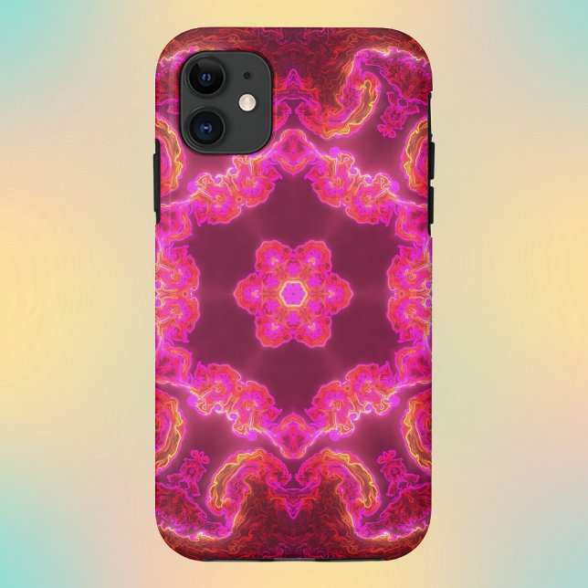 Coques Case-Mate iPhone Kaleidoscope psychédélique Fleur rose rouge et ver (Créateur téléchargé)
