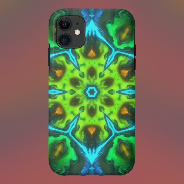 Coques Case-Mate iPhone Kaleidoscope psychédélique vert bleu et orange (Créateur téléchargé)