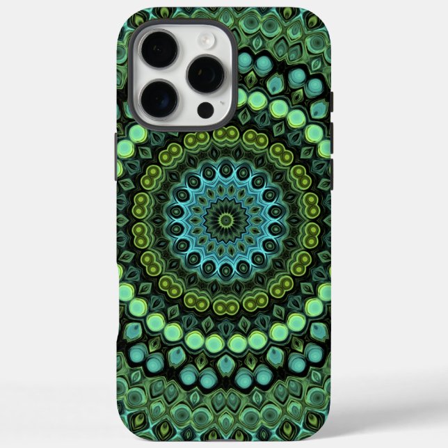 Coques Case-Mate iPhone Kaleidoscope vert et Turquoise Mandala Motif (Verso)