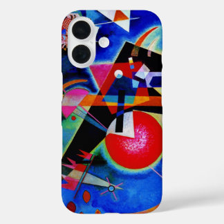 Coques iPhone 16 Kandinsky en peinture Abstraite bleue