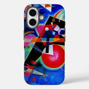 Coques iPhone 16 Kandinsky en peinture Abstraite bleue