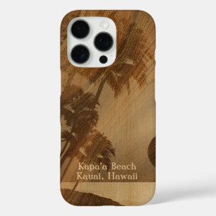 Coque iPhone 16 Pro Kapaa Sunset Hawaii Faux Koa Wood