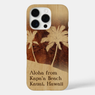 Coque iPhone 16 Pro Kapaa Sunset Hawaii Faux Koa Wood