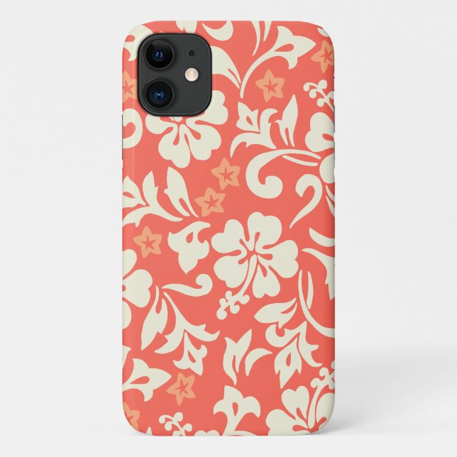 Coques Case-Mate iPhone Kapalua Pareau Hawaïen Hibiscus Corail (Dos)