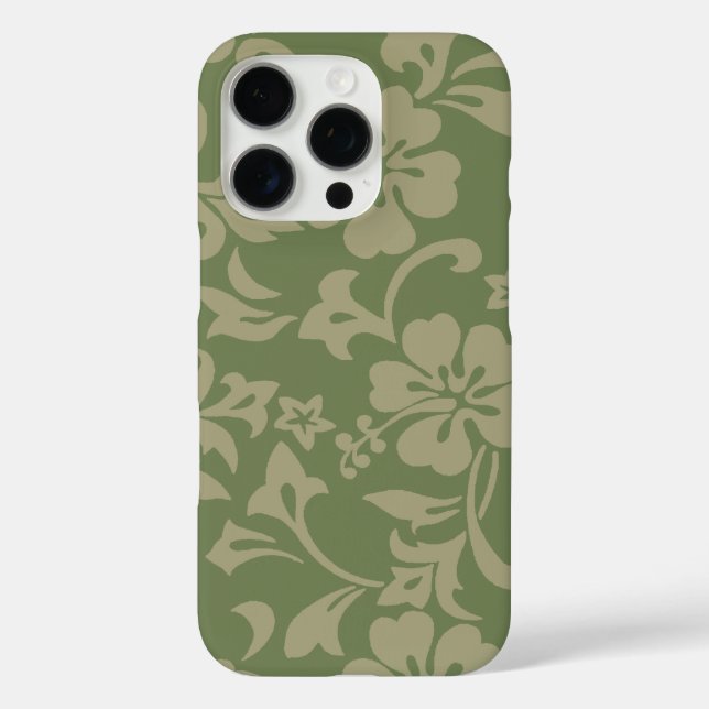 Coques Case-Mate iPhone Kapalua Pareau Hawaii Hibiscus Olive (Verso)