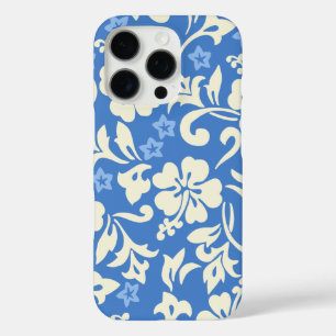 Coque iPhone 16 Pro Kapalua Pareau Hawaiian Hibiscus Périwinkle bleu