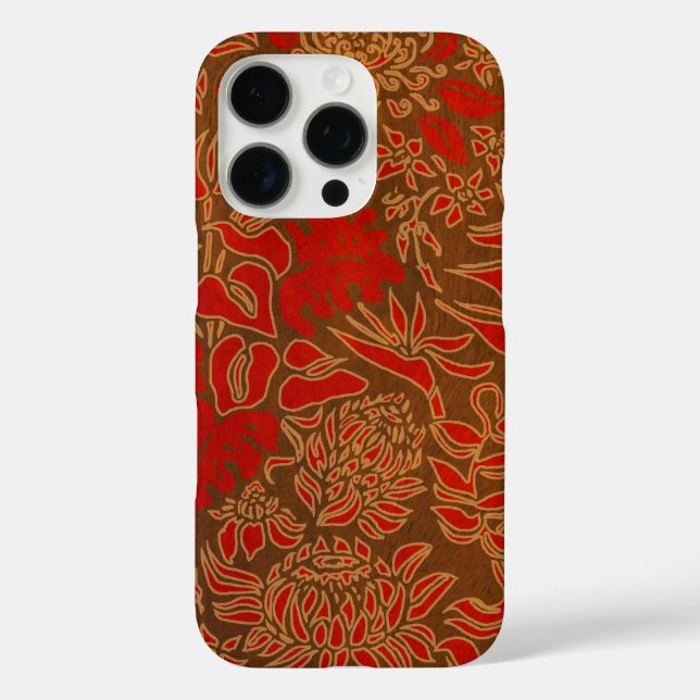 Coques Case-Mate iPhone Kauai Morning Hawaiian Protea Faux Bois Floral Rou (Verso)
