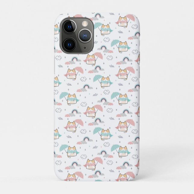 Coques Case-Mate iPhone Kawaii Cats Rainy Day Motif (Dos)