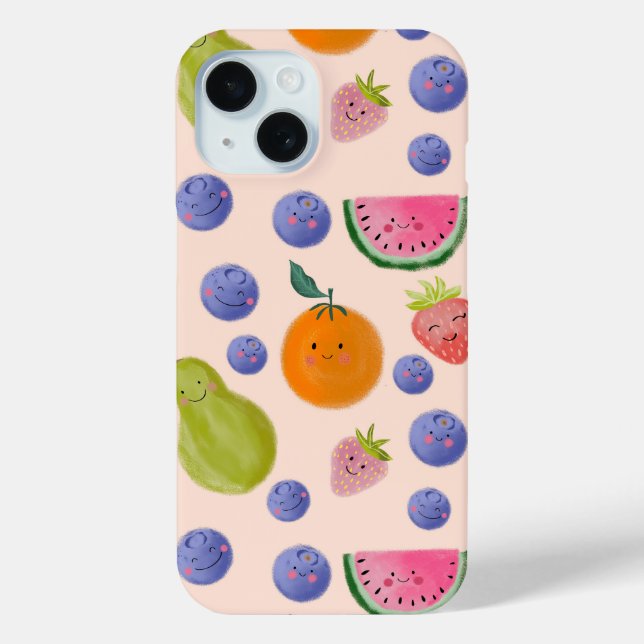 Coques Case-Mate iPhone Kawaii Hand-drawn Happy Fruits (Verso)