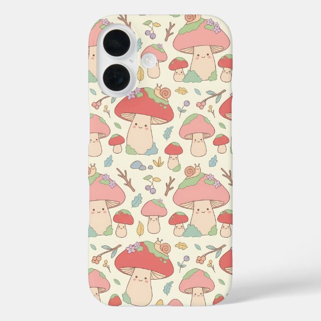 Coques Case-Mate iPhone Kawaii Mushroom Snail Pattern Phone Case (Verso)