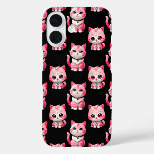 Coque Pour iPhone 16 Kawaii Rose Kitty Cats Design