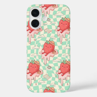Coque Pour iPhone 16 Kawaii Strawberry Picnic Pattern