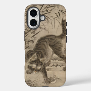 Coque Pour iPhone 16 Kawanabe Kyosai Chat Attrapant une Grenouille Art