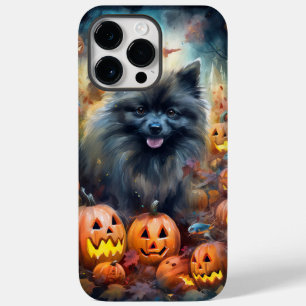 Coque Case-Mate iPhone Keeshond d'Halloween avec citrouilles effrayantes
