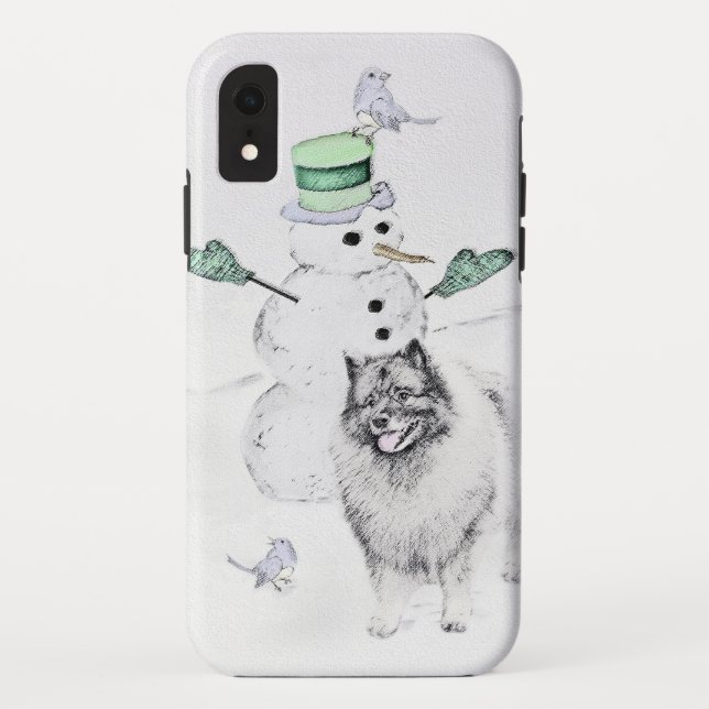 Coques Case-Mate iPhone Keeshond Noël Snowman Peinture Chien Art (Dos)