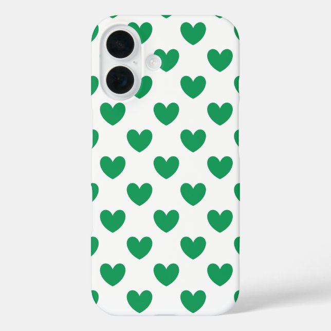 Coques Case-Mate iPhone Kelly Coeurs polka vert sur blanc (Verso)