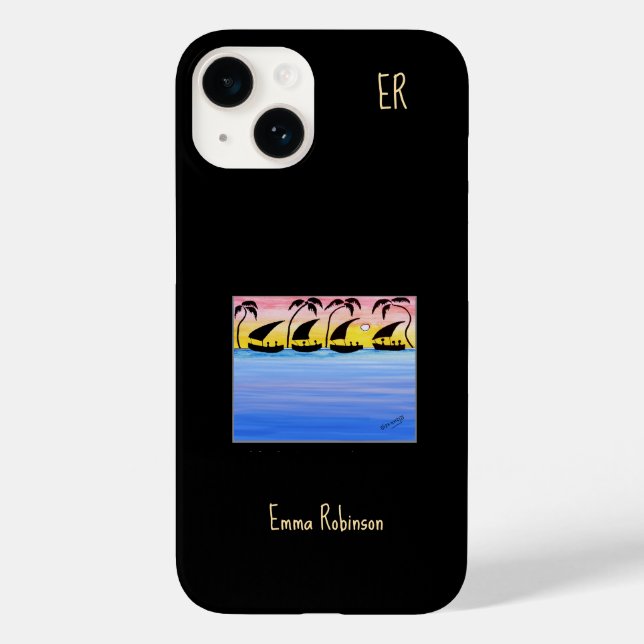 Coques Case-Mate iPhone Kenya Art Africain, La Voile Du Coucher De Soleil (Verso)