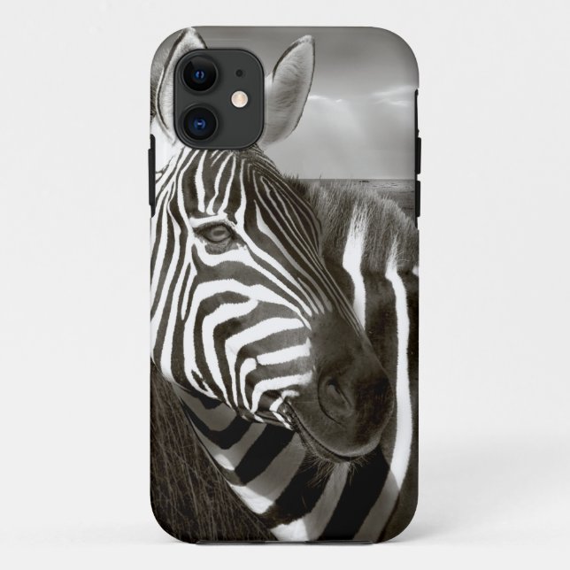 Coques Case-Mate iPhone Kenya. Noir et blanc de zèbre et de plaine. (Dos)
