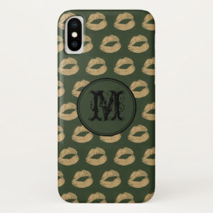 Case-Mate iPhone Case Khaki lèvres dorées Gothique Personnalisé Monogram