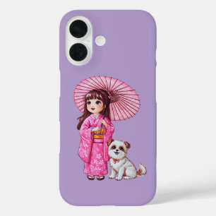Coque Pour iPhone 16 Kimono Cutie & Puppy Love