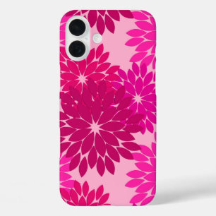 Coques iPhone 16 Plus Kimono floral moderne Imprimer, rose, fuchsia et v