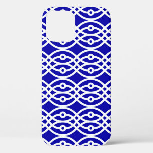 Coques Pour iPhone Kimono imprimé, bleu cobalt et blanc