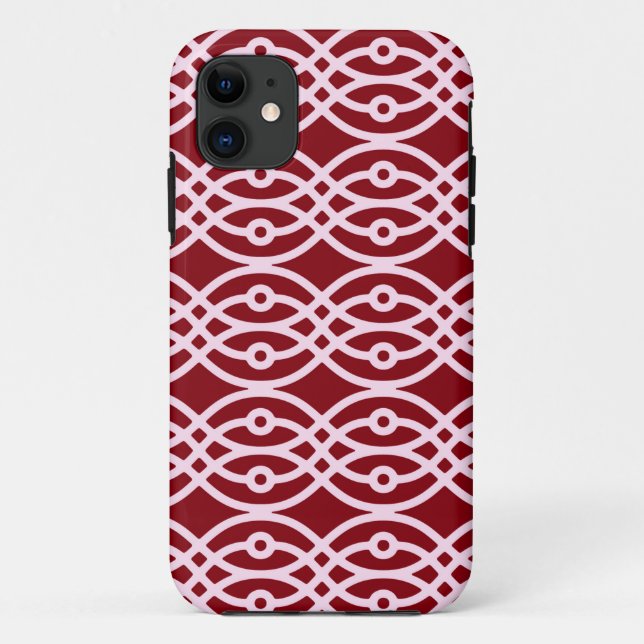 Coques Case-Mate iPhone Kimono imprimé, bordeaux et rose (Dos)