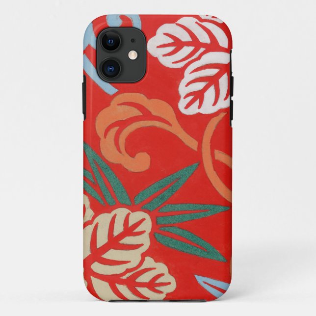 Coques Case-Mate iPhone Kimono japonais hawaïen rouge : Vintage floral (Dos)