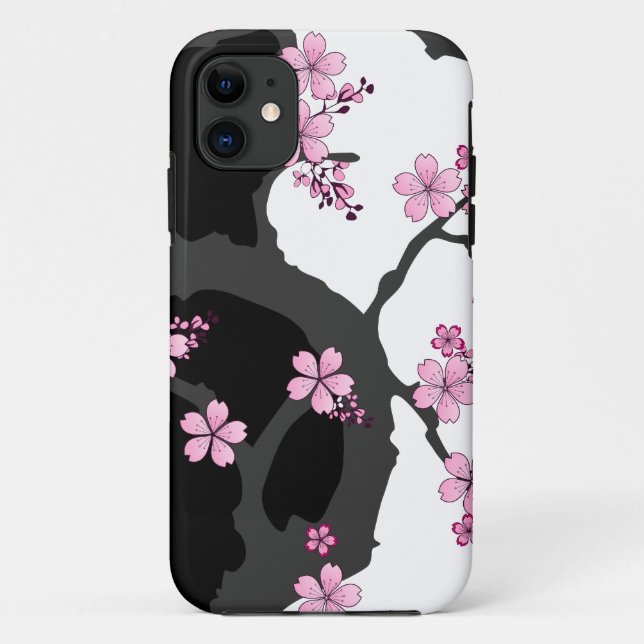 Coques Case-Mate iPhone Kimono japonais Sakura noir et blanc (Dos)