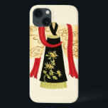 Coques Pour iPhone Kimono japonais traditionnel avec imprimé floral<br><div class="desc">Nancy Slocum a créé cette reproduction charmante d'un Kimono japonais traditionnel avec une ceinture rouge profonde. Le fond du kimono est noir avec un joli imprimé floral. Donnez-le comme cadeau,  ou achetez-le pour vous-même!</div>