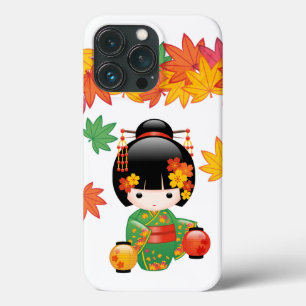Case-Mate iPhone Case Kimono Vert Automnal Poupée Kokeshi Feuilles d'Éra