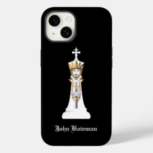 Coque Case-Mate iPhone King d'échecs blanc / Nom personnalisé