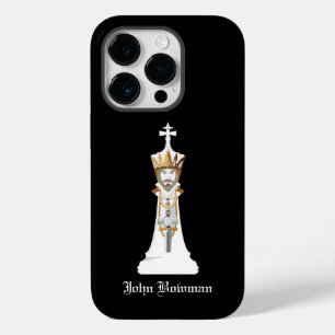 Coque Case-Mate iPhone King d'échecs blanc / Nom personnalisé
