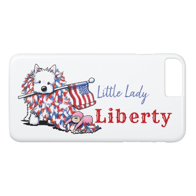 Coques Case-Mate iPhone KiniArt Liberty Westie Portrait (Dos (Horizontal))