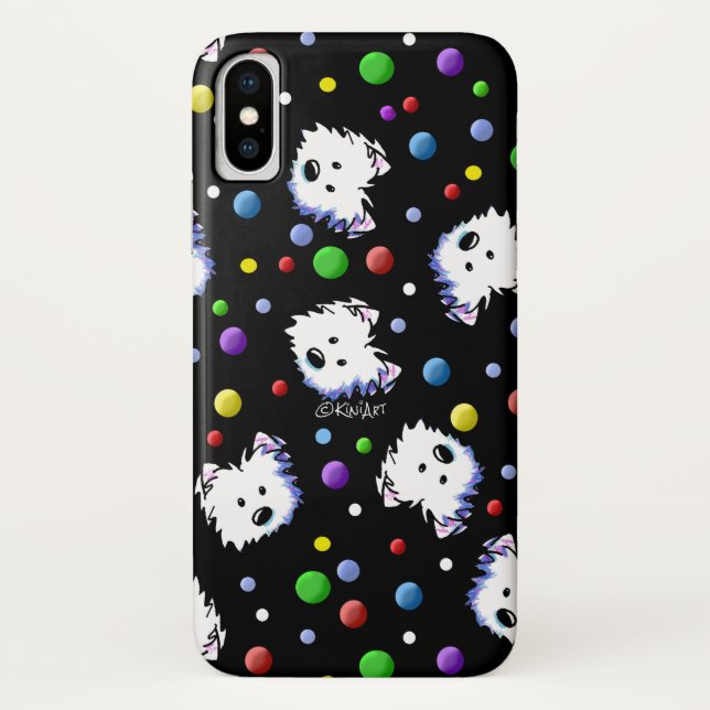 Coques Case-Mate iPhone KiniArt Westie à pois (Dos)