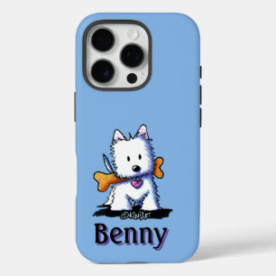 Coque iPhone 16 Pro KiniArt™ Westie avec os