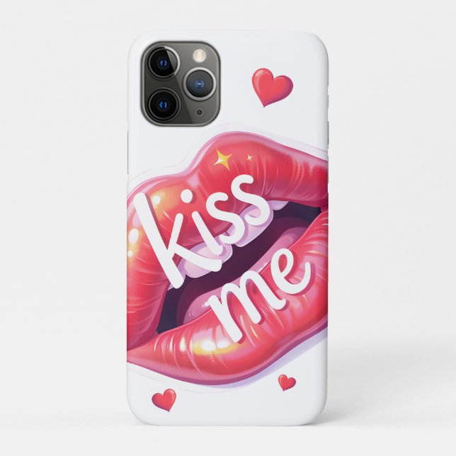 Coques Case-Mate iPhone Kiss Me Glossy Red Lips Art Illustration (Dos)