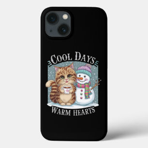 Case-Mate iPhone Case Kitten Cat and Snowman Friends Share Coffee Winter