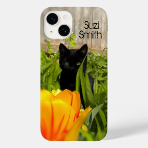 Coque Case-Mate iPhone Kitten noir dans le jardin