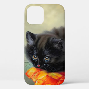 Case-Mate iPhone Case Kitten noir vintage avec couverture de fleurs roug
