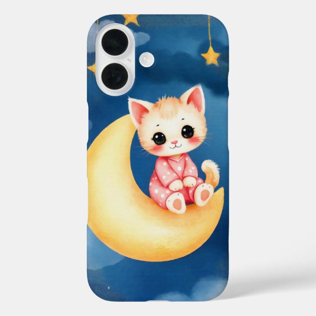 Coques Case-Mate iPhone Kitten Sitting on the Moon (Verso)