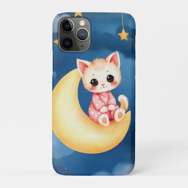 Coques Case-Mate iPhone Kitten Sitting on the Moon (Dos)
