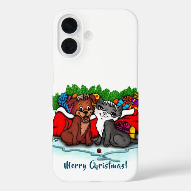 Coques Case-Mate iPhone Kitty and Puppy , Happy XMas (Verso)