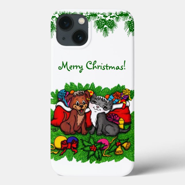 Coques Case-Mate iPhone Kitty et chiot, Happy XMas (Verso)